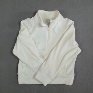 NWT DSG Girls Pullover Velour Longsleeve 1/2 Zip XS (6/7) Pocket Pale Yellow